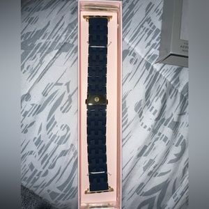 Michele Navy Blue and Gold-Tone Silicone-Wrapped Bracelet Band for Apple Watch